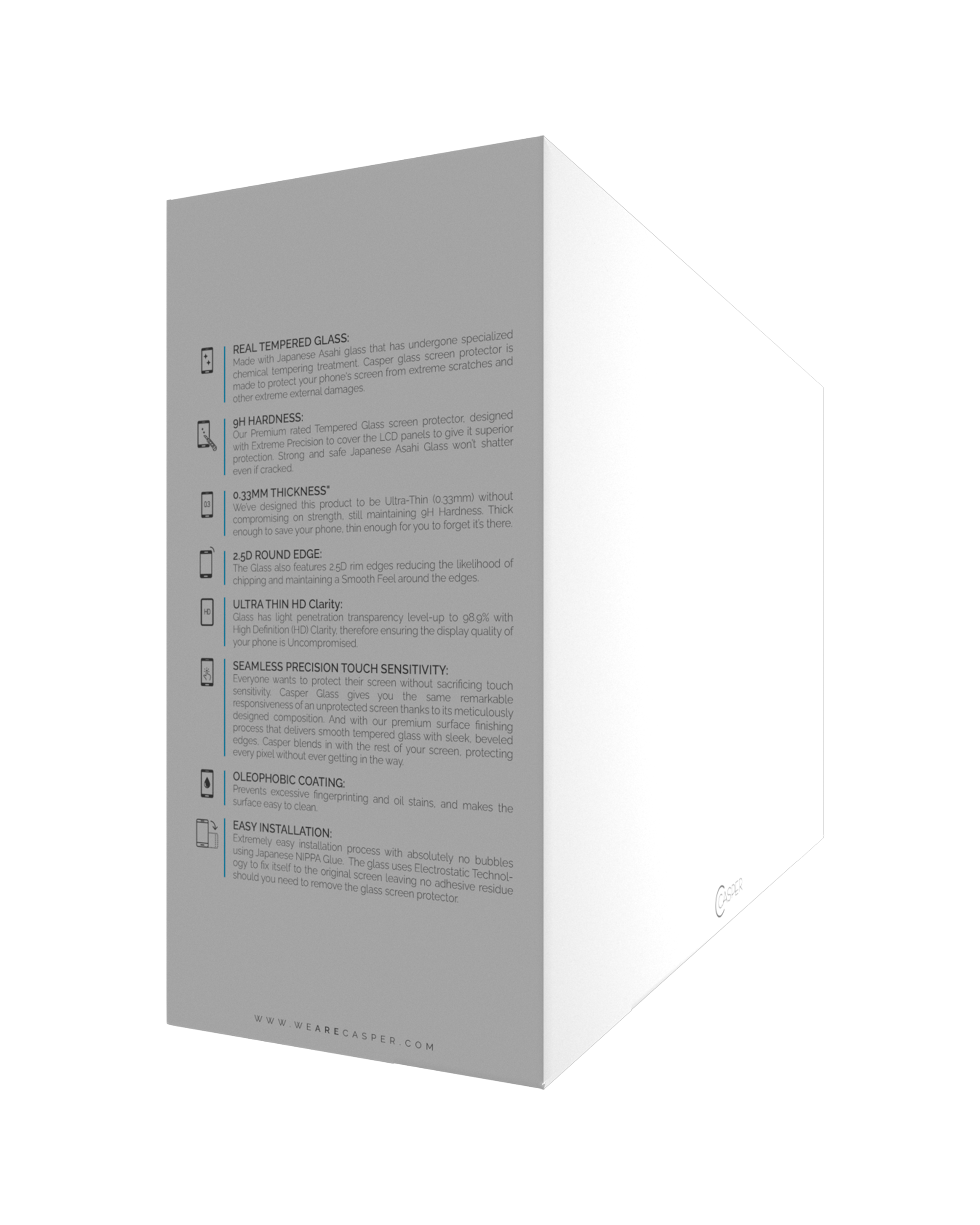 Casper Gehärtetes Glas für iPhone 12 Mini (Case-kompatibel) (100er-Pack) (Klar)