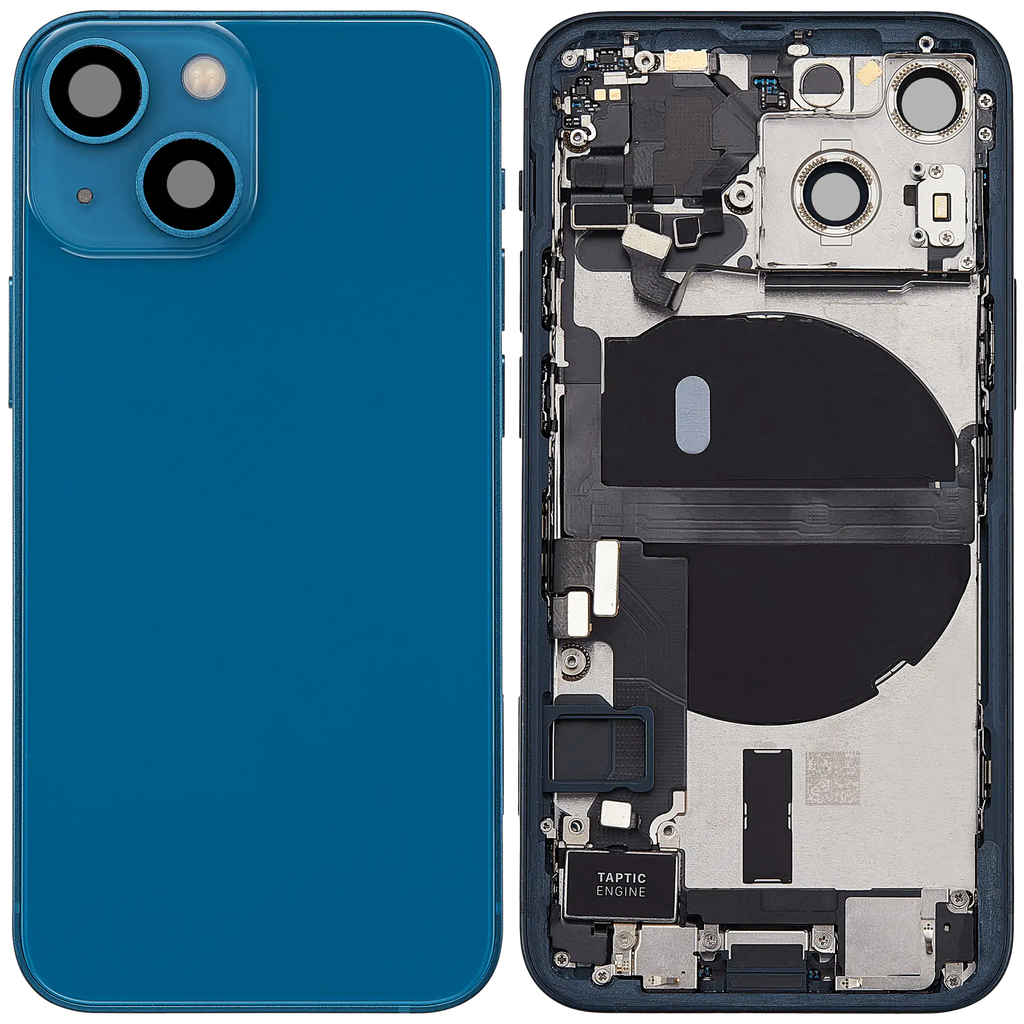 Backcover/Rahmen mit Ladebuchse Flex & Small Parts für iPhone 13 Mini (EU / Global Version) (gebrauchter OEM-Ausbau, Qualität C) (Blau)