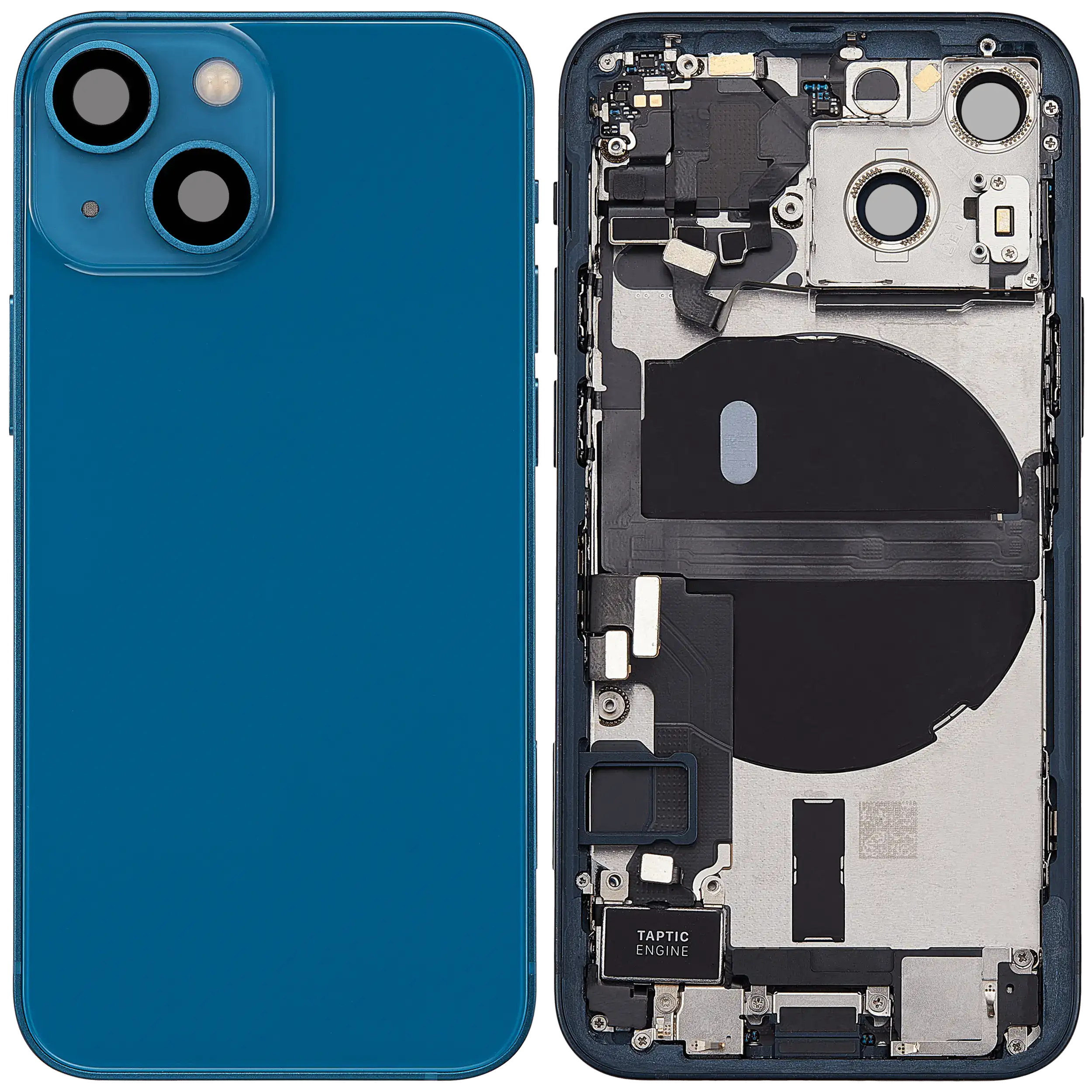 Backcover/Rahmen mit Ladebuchse Flex & Small Parts für iPhone 13 Mini (EU / Global Version) (gebrauchter OEM-Ausbau, Qualität C) (Blau)