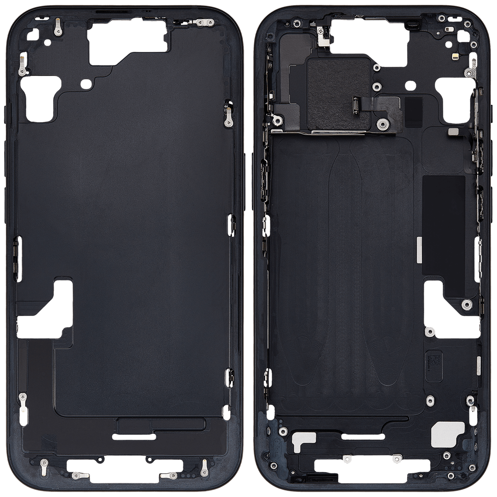 Midframe/Rahmen mit Small Parts für iPhone 15 (EU / Global Version) (Gebrauchter Ausbau/Pull, Qualität B) (Schwarz)