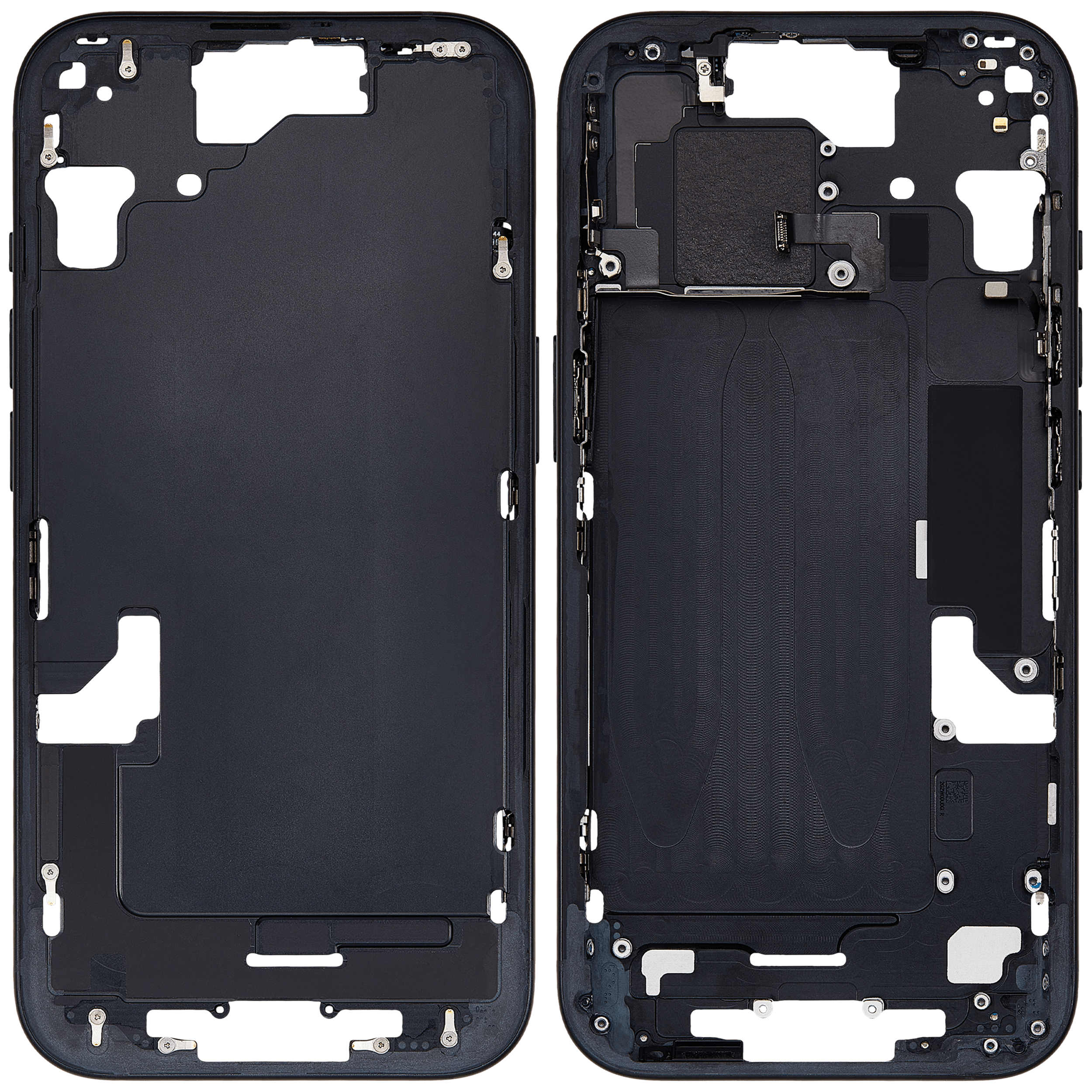 Midframe/Rahmen mit Small Parts für iPhone 15 (EU / Global Version) (Gebrauchter Ausbau/Pull, Qualität B) (Schwarz)