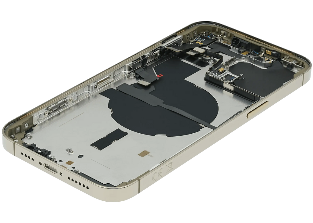 Backcover/Rahmen mit Small Parts für iPhone 14 Pro Max (EU / Global Version) (gebrauchter OEM-Ausbau, Qualität B) (Gold)