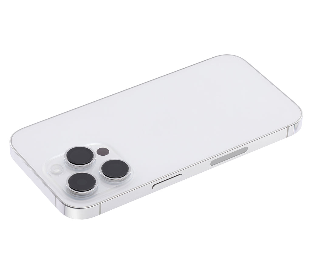 Backcover/Rahmen mit Small Parts für iPhone 14 Pro (US-Version) (gebrauchter OEM-Ausbau, Qualität A) (Silber)