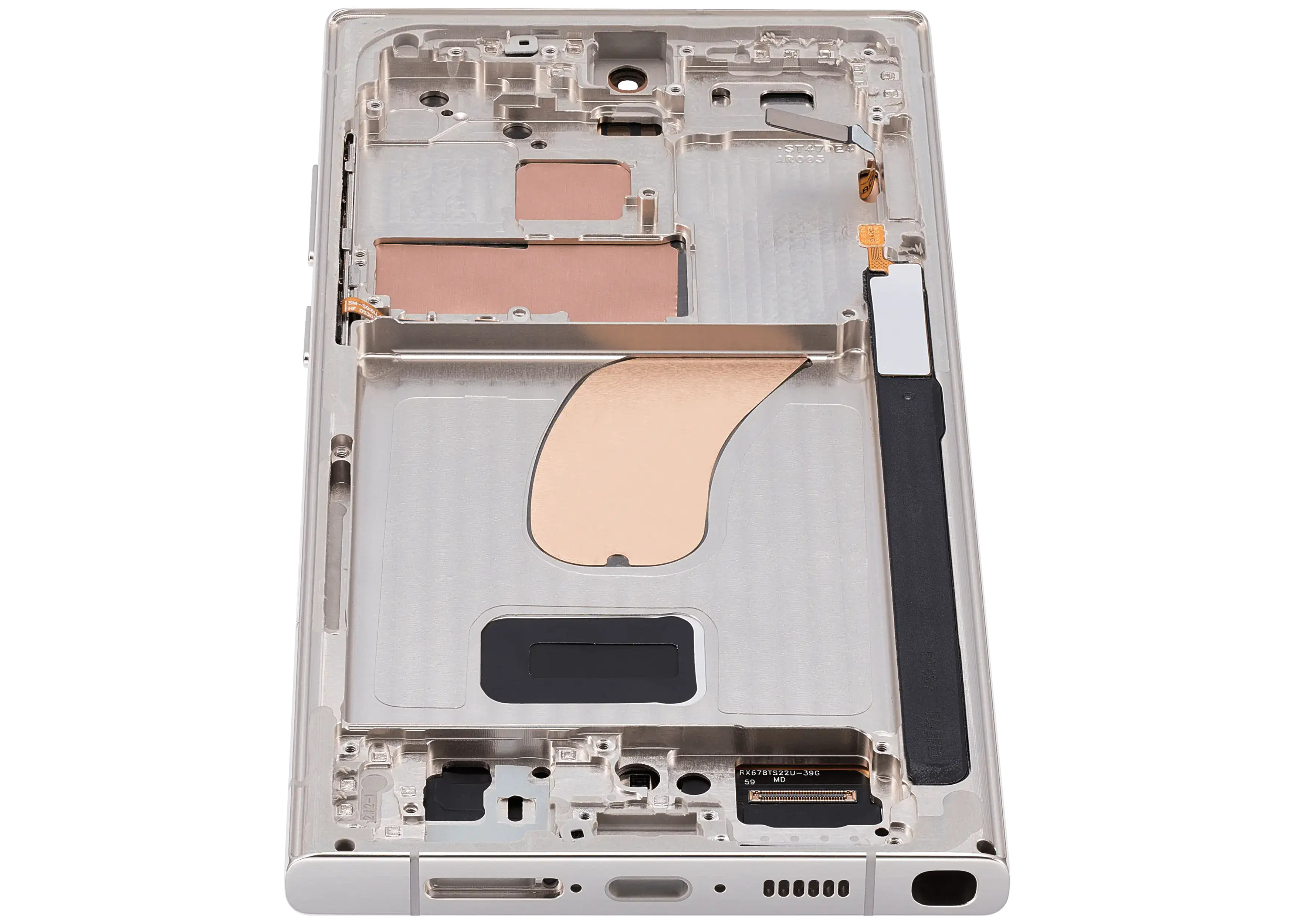 OLED-Display mit Rahmen für Samsung Galaxy S23 Ultra (US & International) (Aftermarket Plus) (120Hz) (Cream)