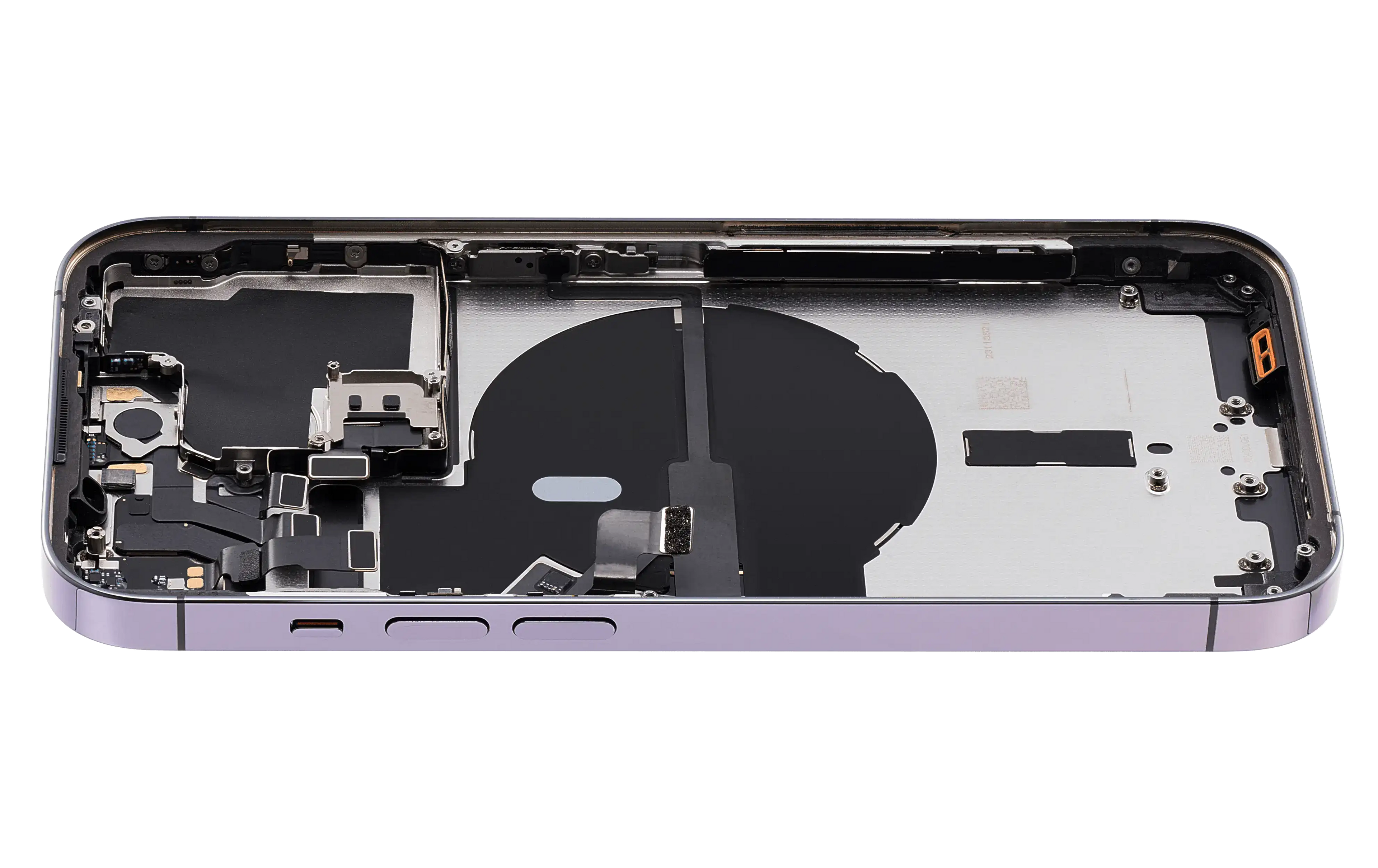 Backcover/Rahmen mit Small Parts für iPhone 14 Pro (EU / Global Version) (gebrauchter OEM-Ausbau, Qualität C) (Deep Purple)