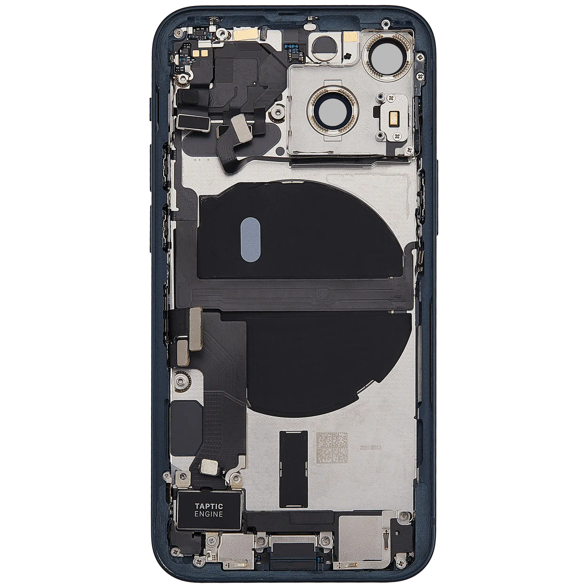Backcover/Rahmen mit Ladebuchse Flex & Small Parts für iPhone 13 Mini (US-Version) (gebrauchter OEM-Ausbau, Qualität B) (Midnight)