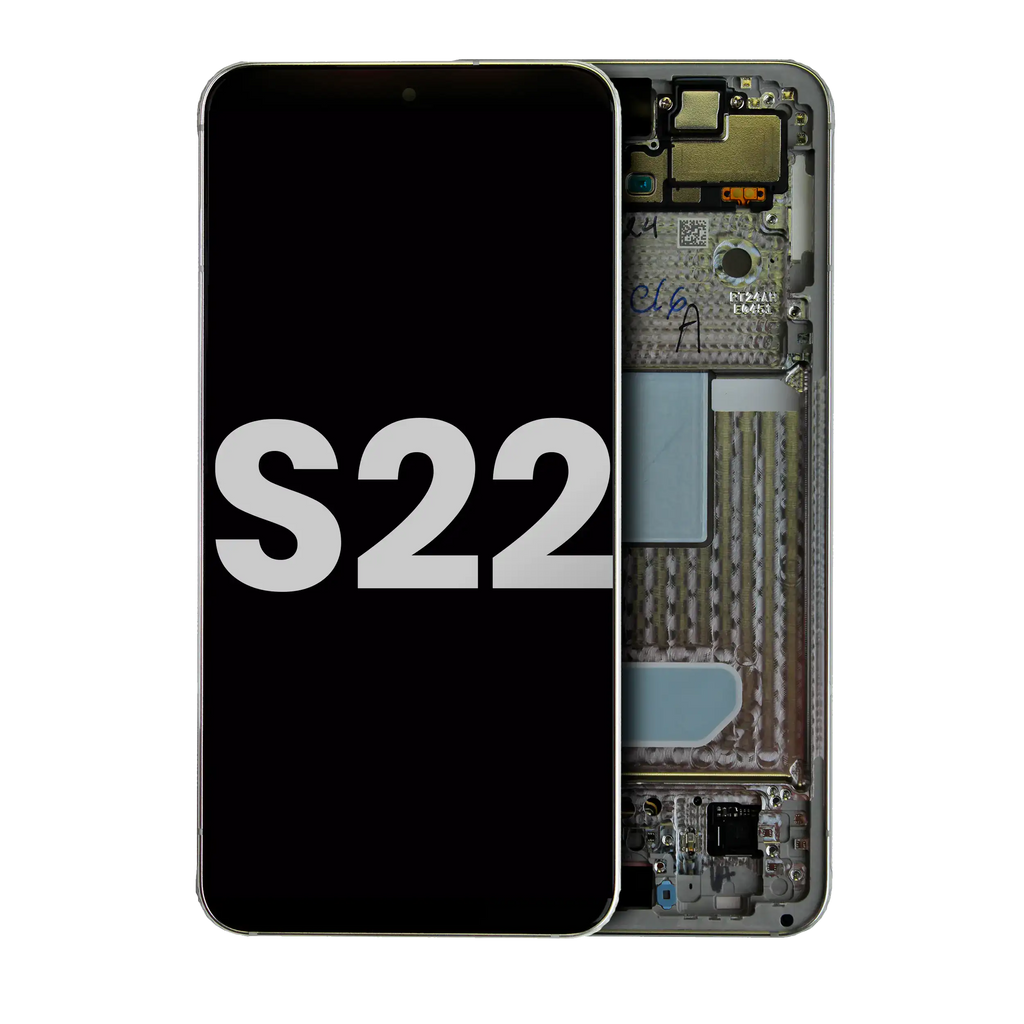 OLED-Display mit Rahmen für Samsung Galaxy S22 5G (gebrauchter OEM-Ausbau, Qualität B/C) (Weiß)