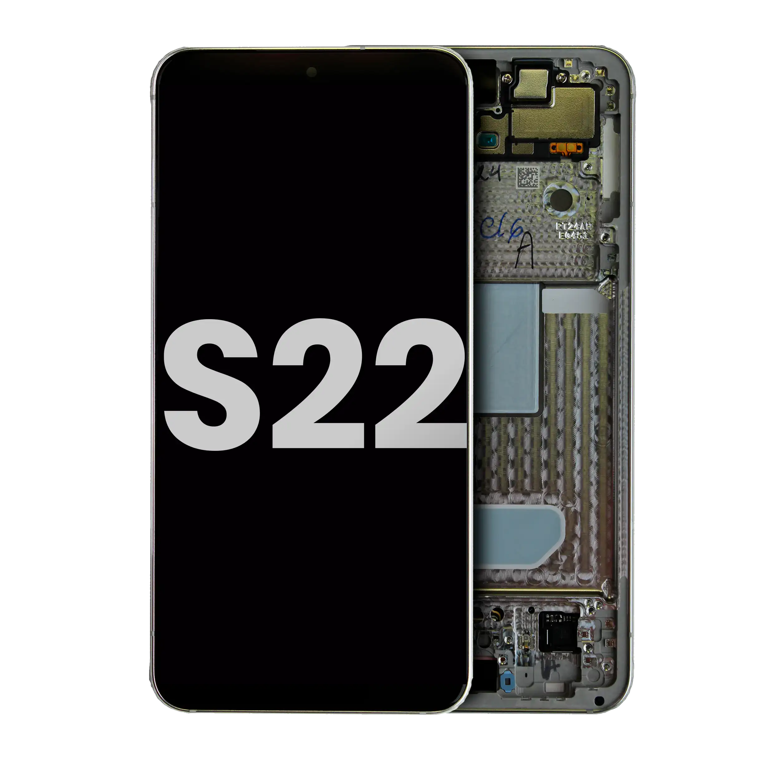 OLED-Display mit Rahmen für Samsung Galaxy S22 5G (gebrauchter OEM-Ausbau, Qualität B/C) (Weiß)