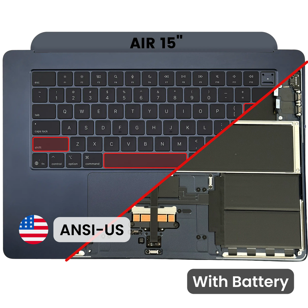Topcase m. Akku+Tastatur f. MacBook Air 15" A3241 '25 US-Tast. Sky Blue OEM A