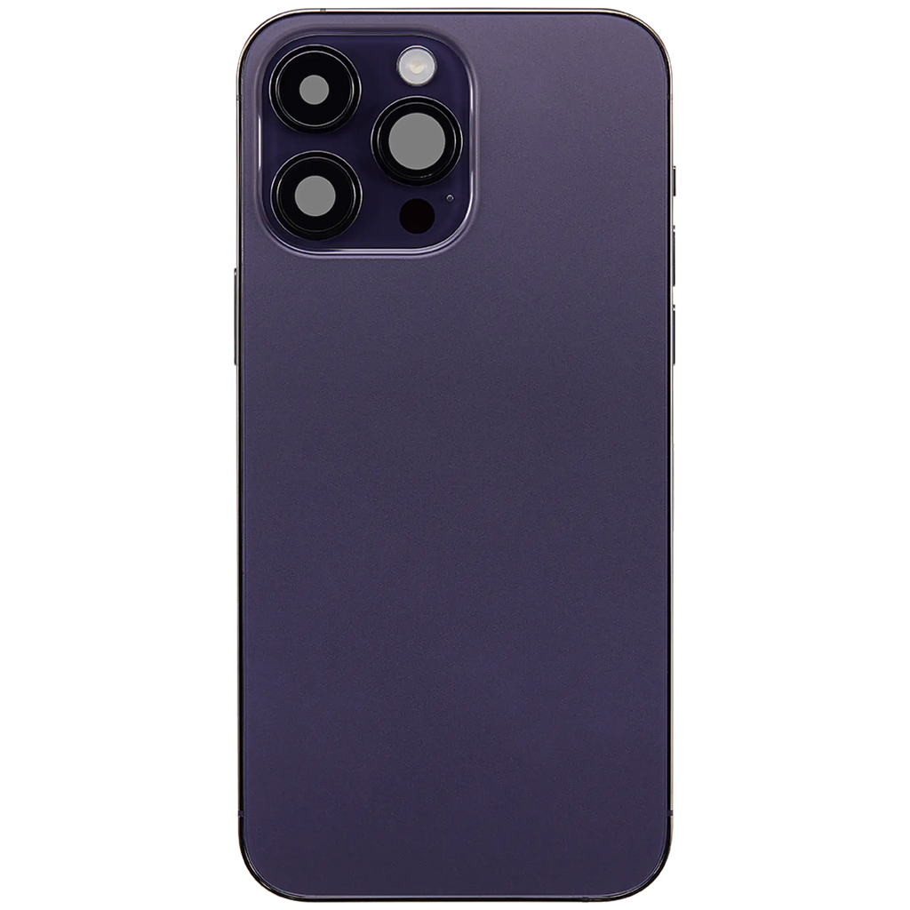 Backcover/Rahmen mit Ladebuchse Flex & Small Parts für iPhone 14 Pro Max (EU / Global Version) (gebrauchter OEM-Ausbau, Qualität C) (Deep Purple)