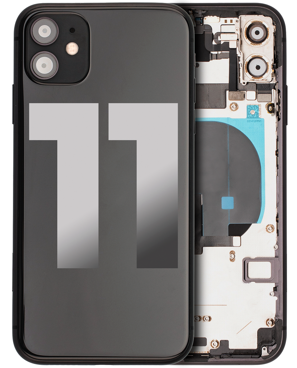 Backcover/Rahmen mit Small Components Pre-Installed für iPhone 11 (gebrauchter OEM-Ausbau, Qualität B) (Schwarz)