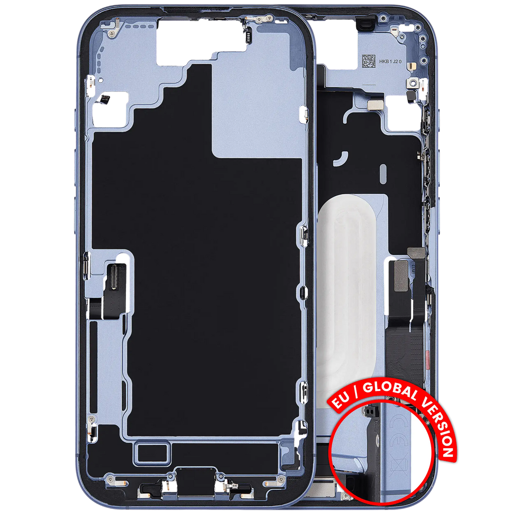 Midframe/Rahmen mit Ladebuchse Flex & Small Parts für iPhone 17 (EU / Global Version) (gebrauchter OEM-Ausbau, Qualität A) (Mist Blue)