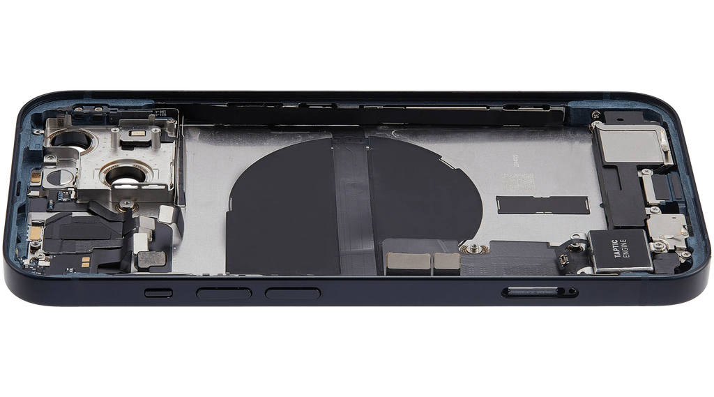 Backcover/Rahmen mit Ladebuchse Flex & Small Parts für iPhone 13 (EU / Global Version) (gebrauchter OEM-Ausbau, Qualität B) (Midnight)