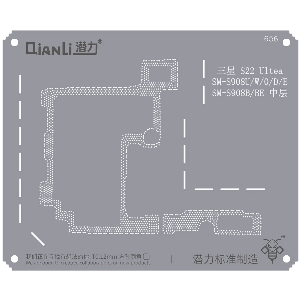 Bumblebee Stencil (QS656) for Samsung Galaxy S22 Ultra SM-S908U/W/O/D/E SM-S908B/BE Midframe/Bezel (Qianli)