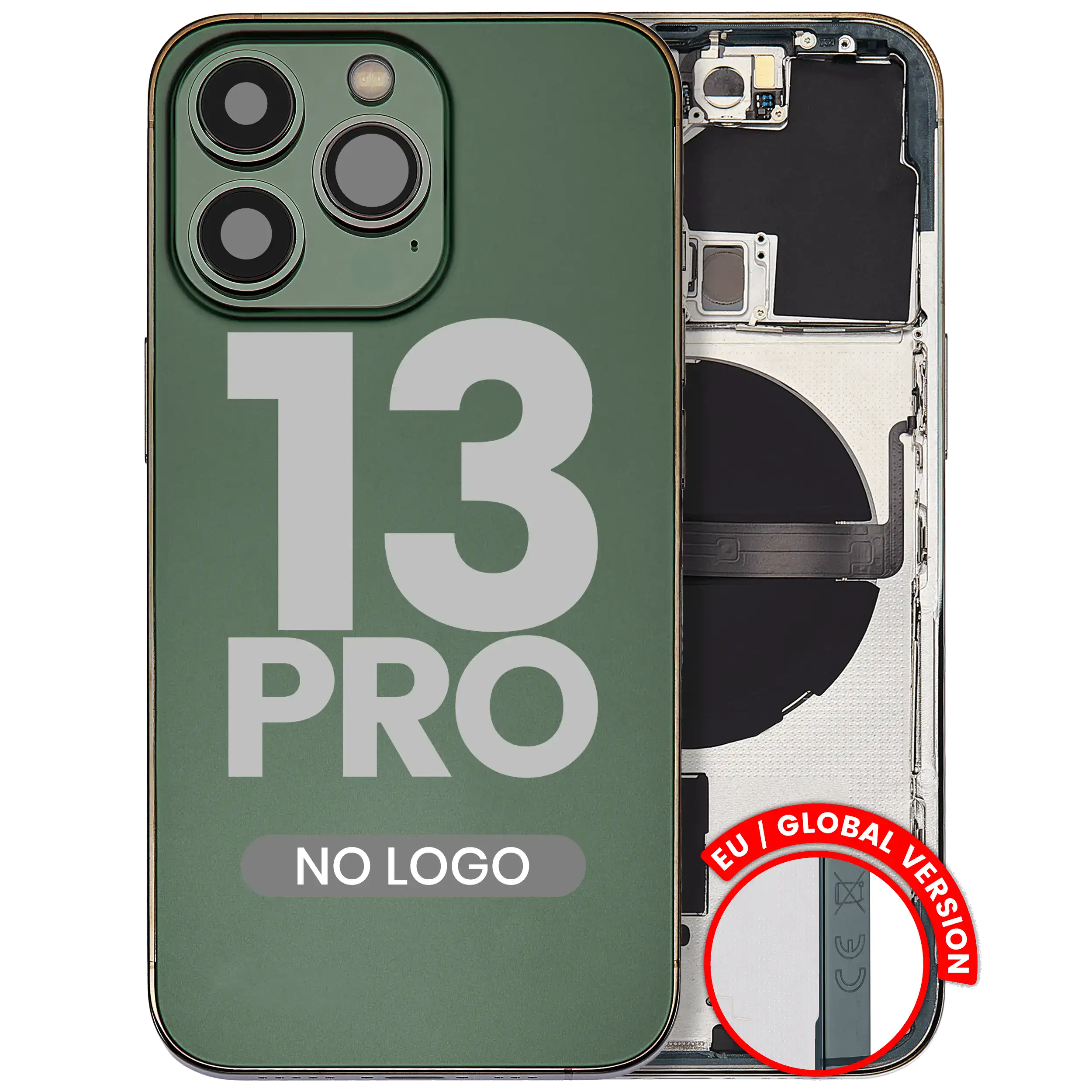 Backcover/Rahmen mit Small Parts für iPhone 13 Pro (EU / Global Version) (Aftermarket Plus) (Alpine Grün)
