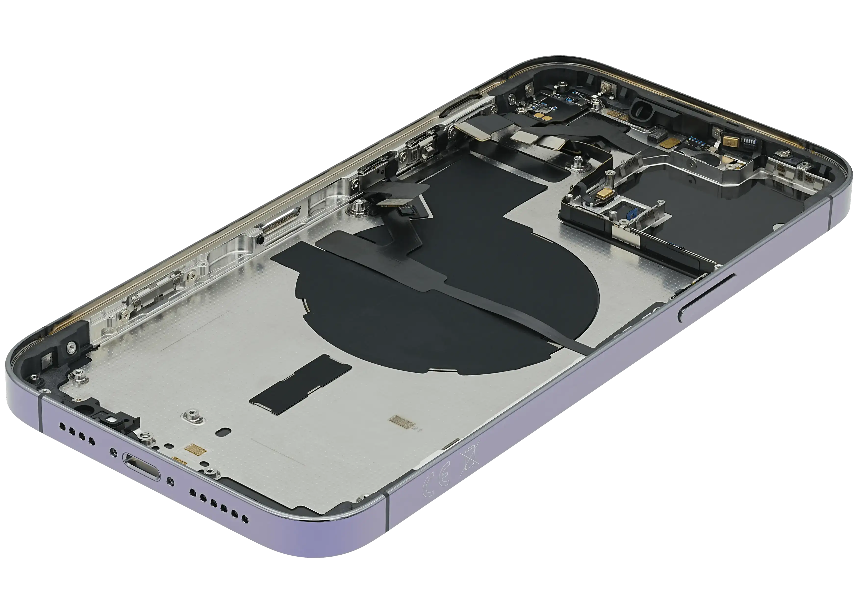 Backcover/Rahmen mit Small Parts für iPhone 14 Pro Max (EU / Global Version) (gebrauchter OEM-Ausbau, Qualität B) (Deep Purple)