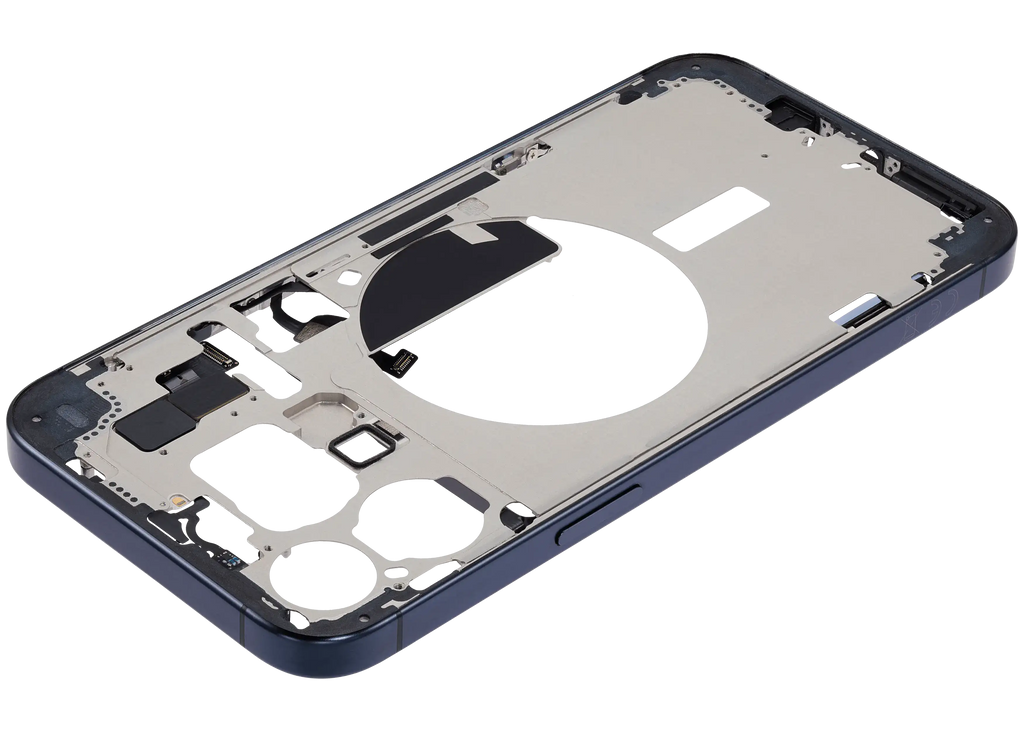 Midframe/Rahmen mit Small Parts für iPhone 15 Pro Max (EU / Global Version) (gebrauchter OEM-Ausbau, Qualität B) (Blau Titanium)