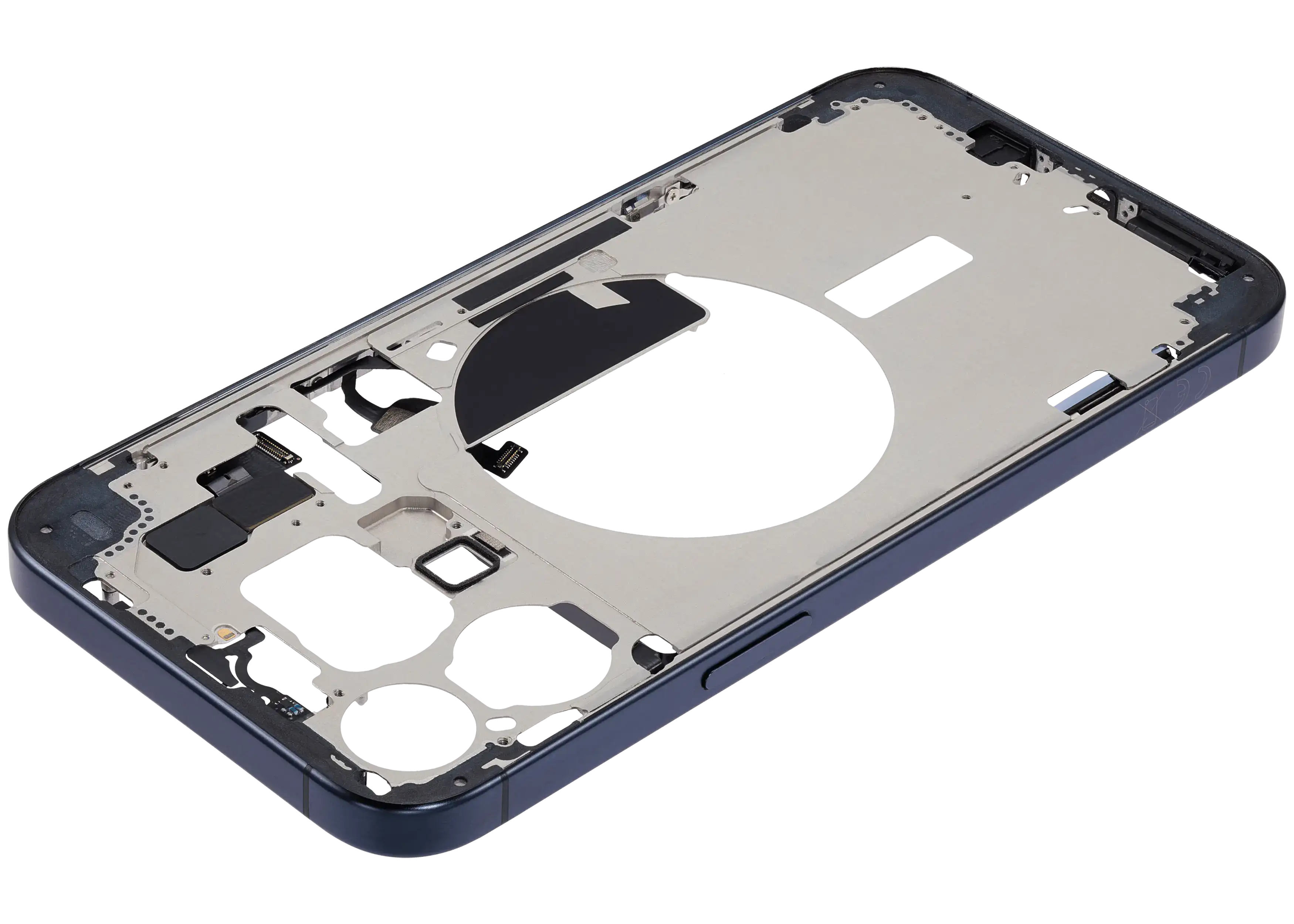 Midframe/Rahmen mit Small Parts für iPhone 15 Pro Max (EU / Global Version) (gebrauchter OEM-Ausbau, Qualität B) (Blau Titanium)