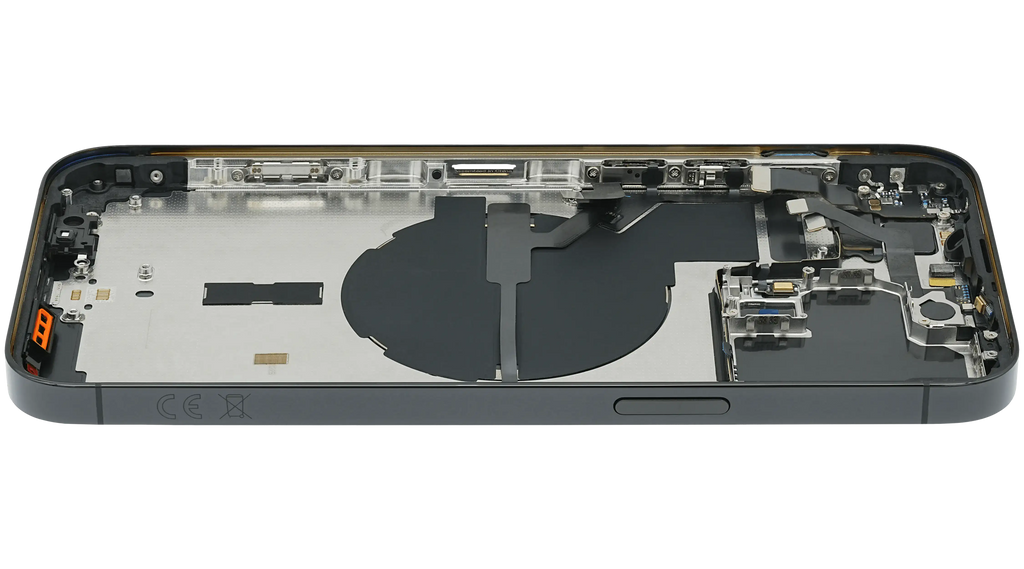 Backcover/Rahmen mit Small Parts für iPhone 14 Pro Max (EU / Global Version) (gebrauchter OEM-Ausbau, Qualität C) (Space Schwarz)