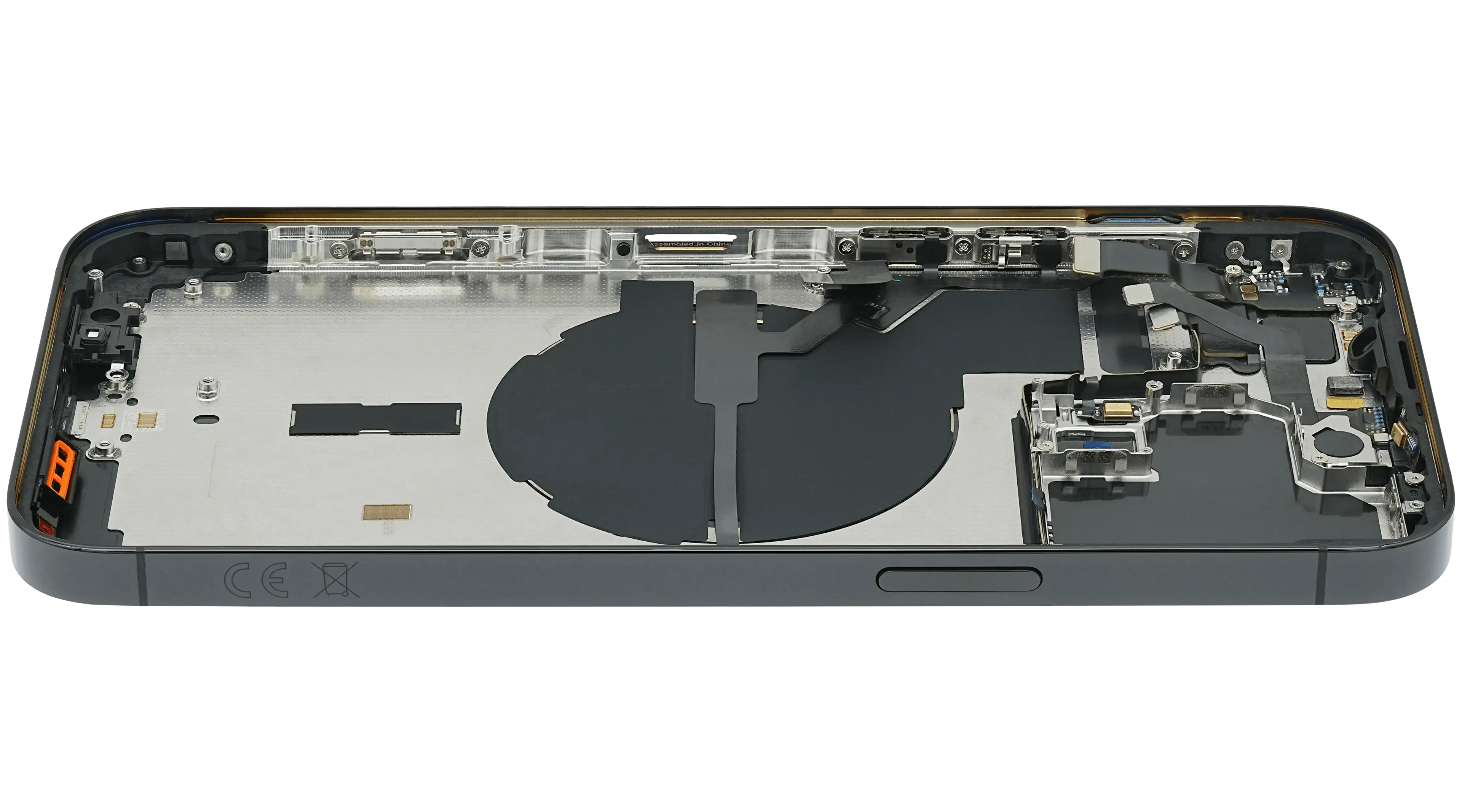 Backcover/Rahmen mit Small Parts für iPhone 14 Pro Max (EU / Global Version) (gebrauchter OEM-Ausbau, Qualität C) (Space Schwarz)