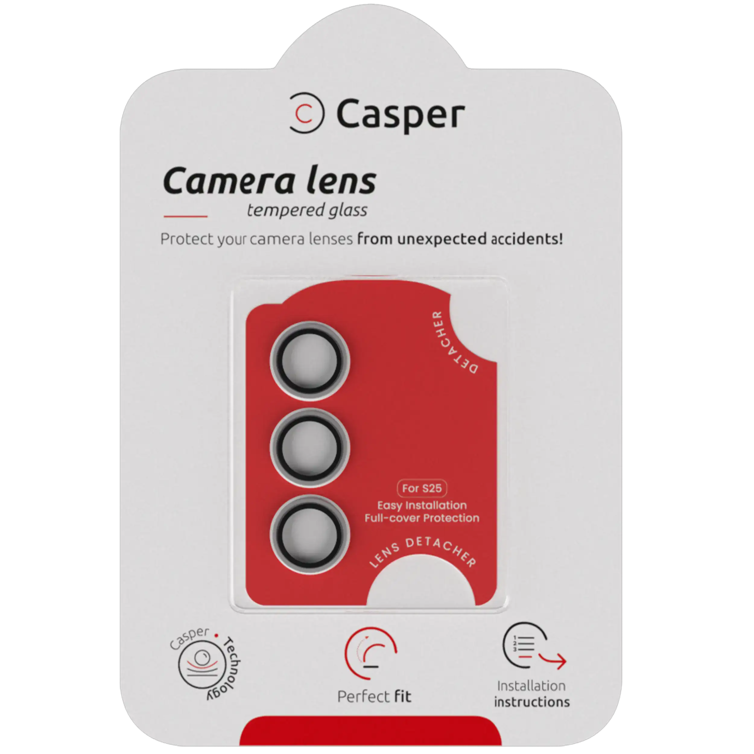 Casper Camera Lens Protector for Samsung Galaxy S25 (Clear Rings)