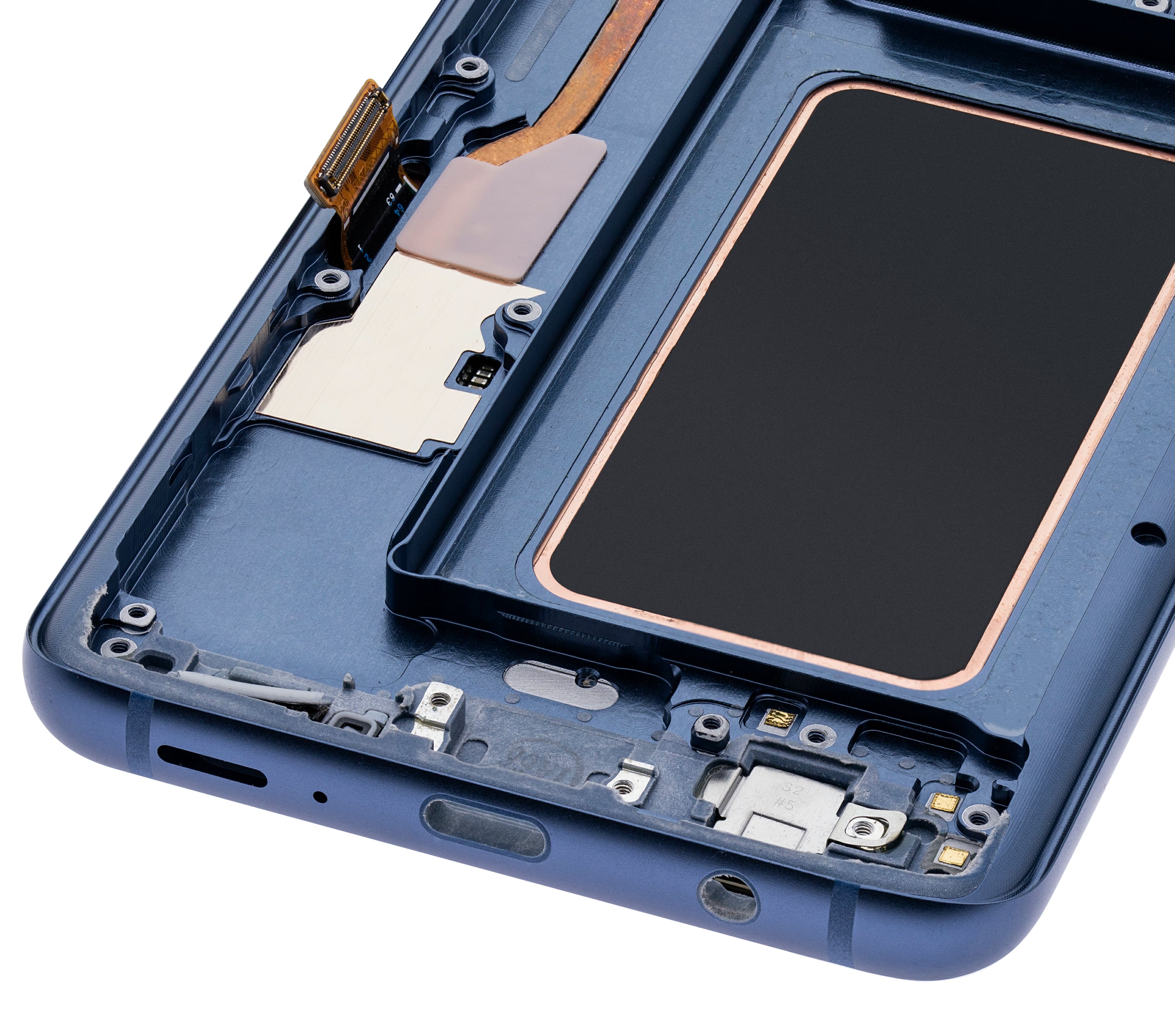 OLED-Display mit Rahmen für Samsung Galaxy S9 Plus (gebrauchter OEM-Ausbau, Qualität B/C) (Coral Blau)