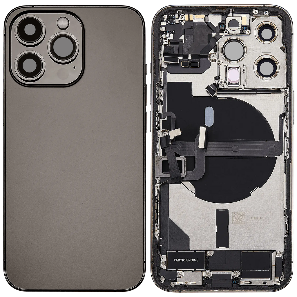 Backcover/Rahmen mit Ladebuchse Flex & Small Parts für iPhone 13 Pro (EU / Global Version) (gebrauchter OEM-Ausbau, Qualität B) (Graphite)
