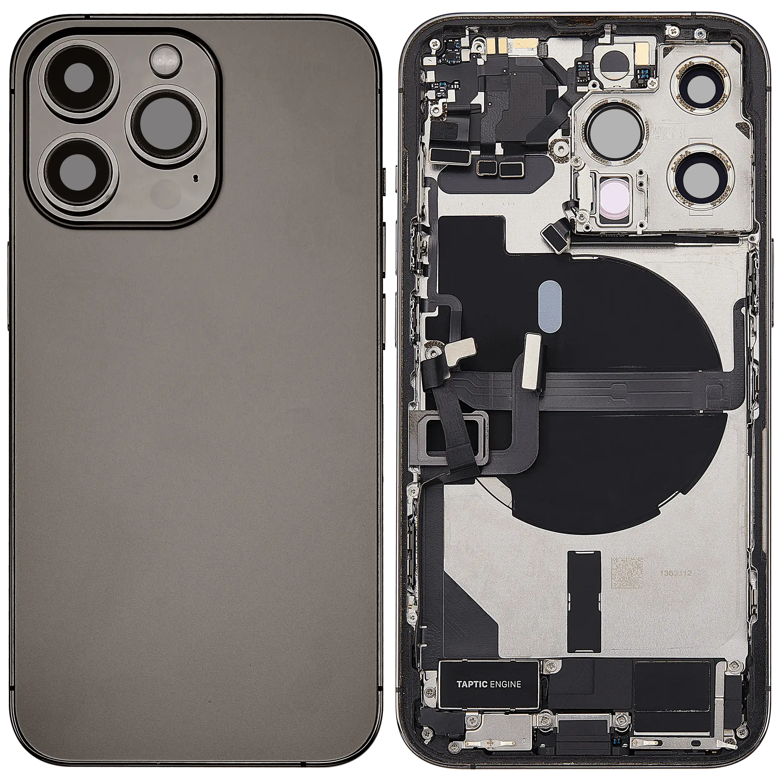 Backcover/Rahmen mit Ladebuchse Flex & Small Parts für iPhone 13 Pro (EU / Global Version) (gebrauchter OEM-Ausbau, Qualität B) (Graphite)