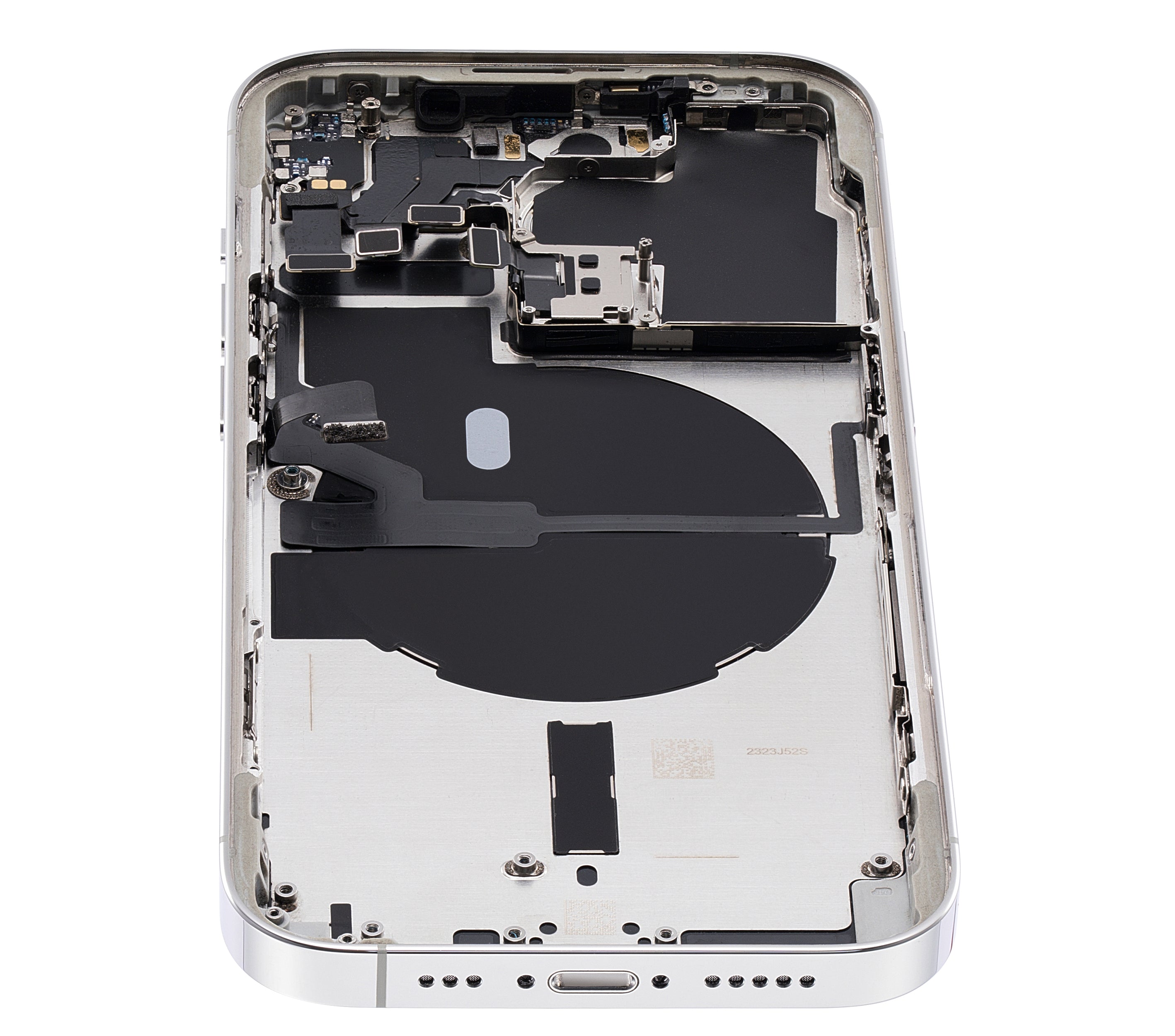 Backcover/Rahmen mit Small Parts für iPhone 14 Pro (US-Version) (gebrauchter OEM-Ausbau, Qualität A) (Silber)