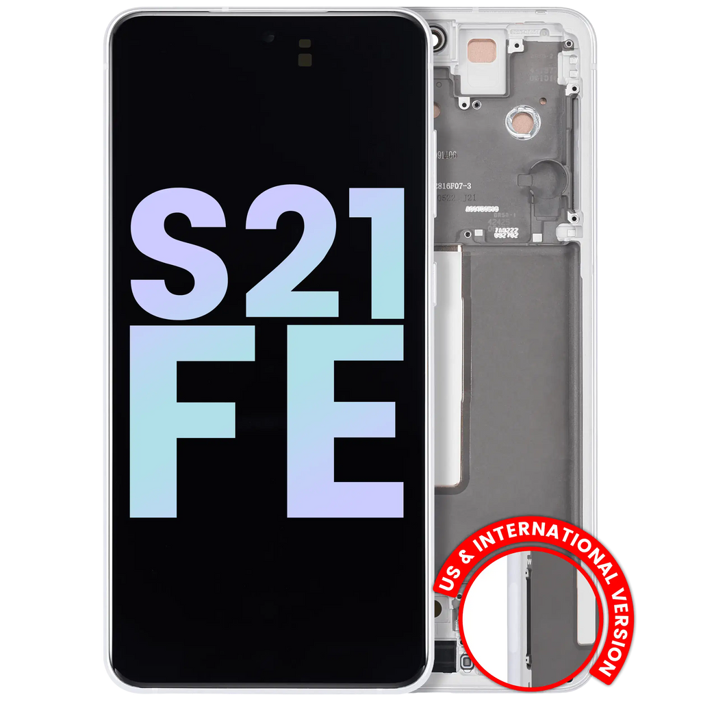 OLED-Display mit Rahmen für Samsung Galaxy S21 FE 5G (Service Pack) Weiß