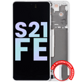 OLED-Display mit Rahmen für Samsung Galaxy S21 FE 5G (Service Pack) Weiß