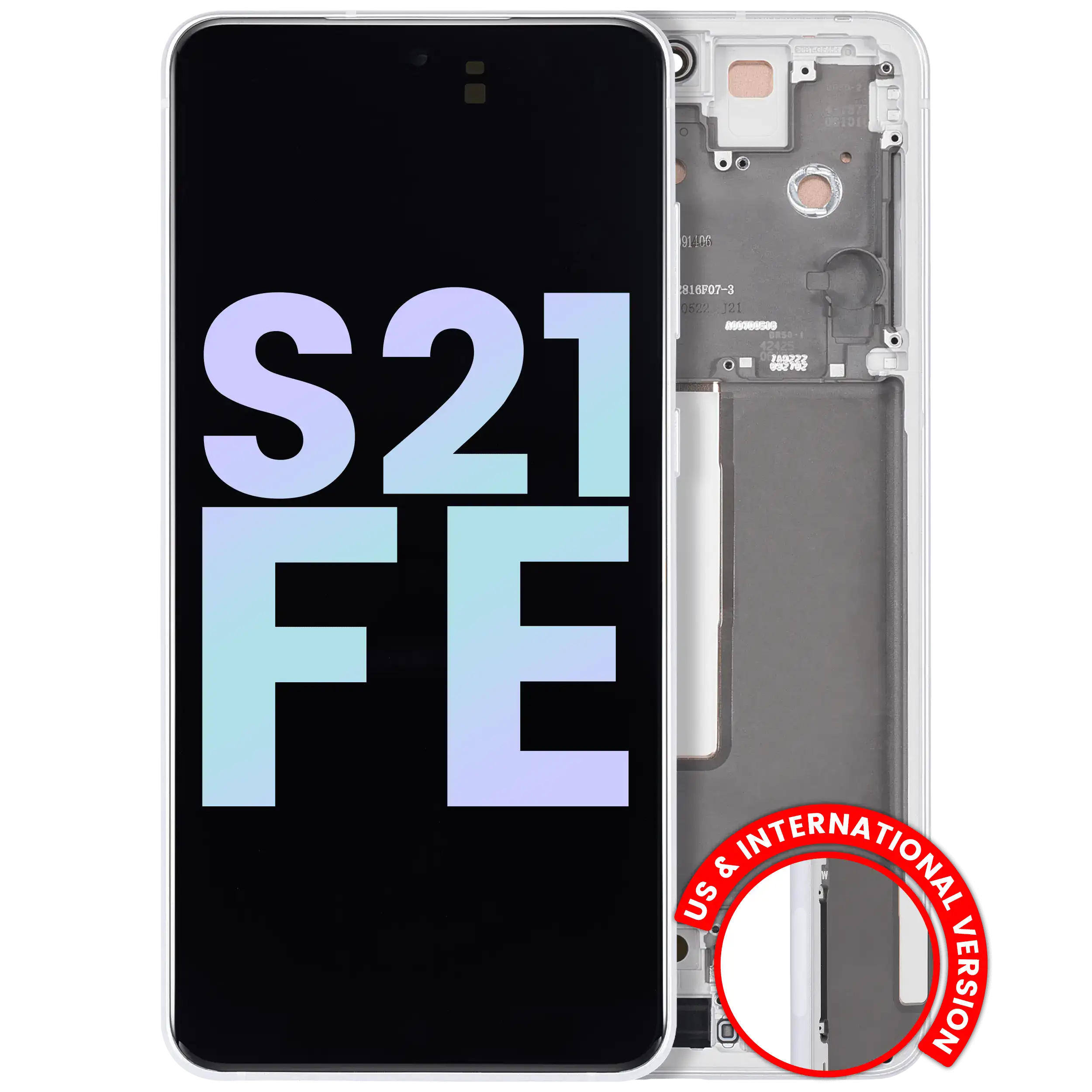 OLED-Display mit Rahmen für Samsung Galaxy S21 FE 5G (Service Pack) Weiß