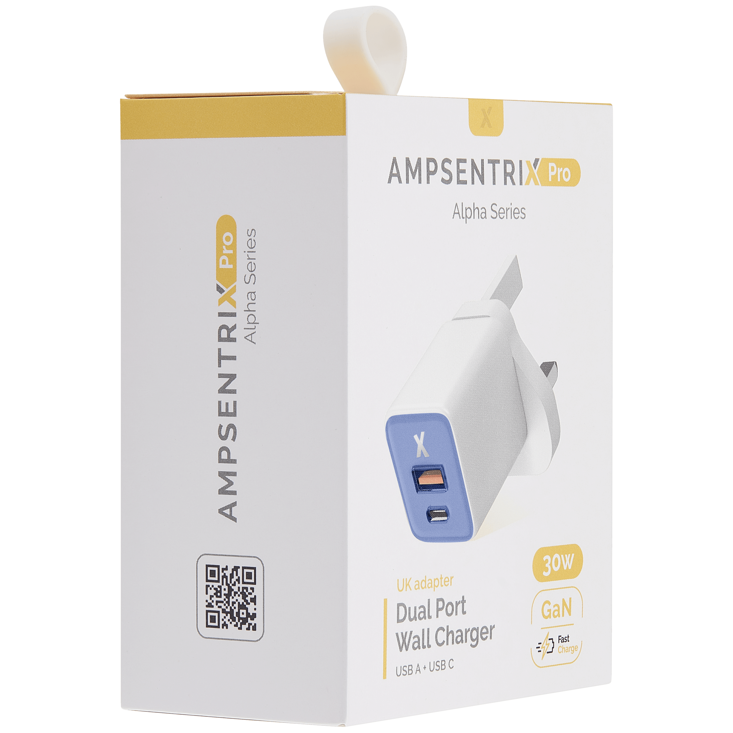 AmpSentrix 30W 2-in-1 USB-C / USB-A Wall Adapter (220V / UK Plug) (Ultramarine)