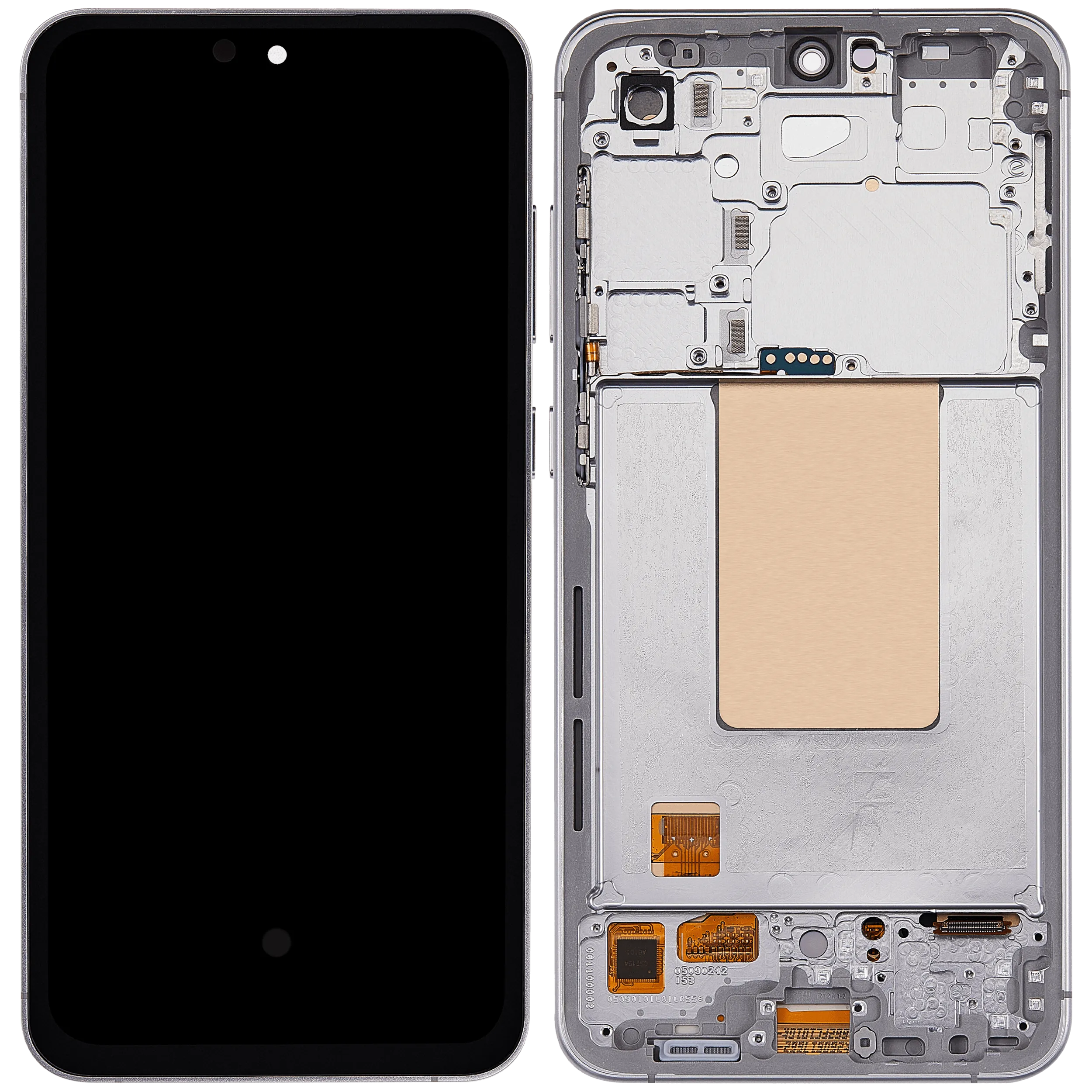 OLED-Display mit Rahmen für Samsung Galaxy S24 FE 5G (US & Internationale Version) (6.62") (Aftermarket Plus) (Grau)
