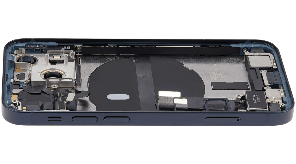 Backcover/Rahmen mit Ladebuchse Flex & Small Parts für iPhone 13 Mini (EU / Global Version) (gebrauchter OEM-Ausbau, Qualität C) (Blau)