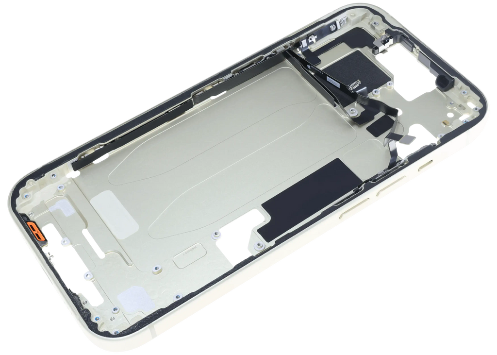 Midframe/Rahmen mit Small Parts für iPhone 15 (US-Version) (gebrauchter OEM-Ausbau, Qualität C) (Gelb)