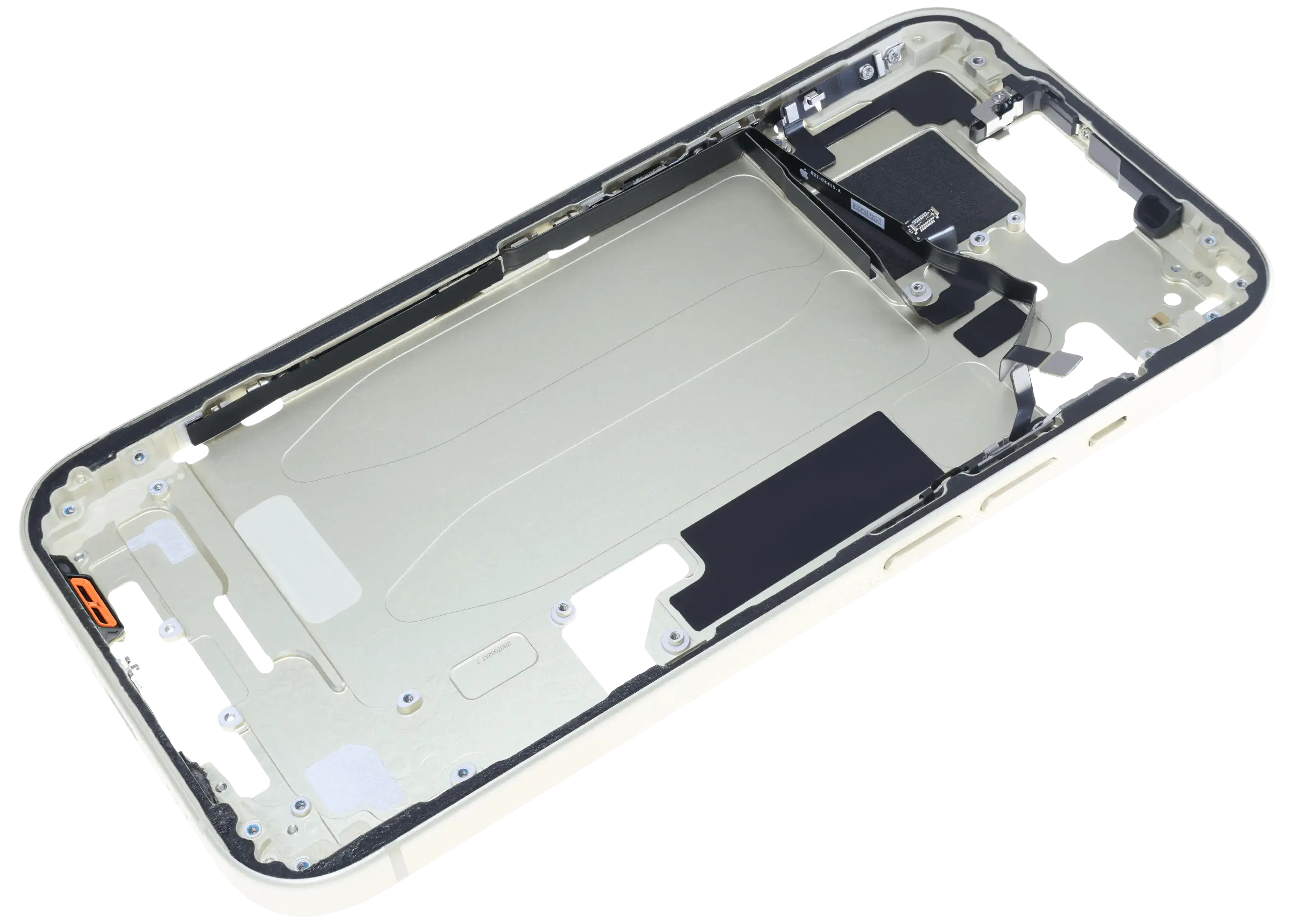 Midframe/Rahmen mit Small Parts für iPhone 15 (US-Version) (gebrauchter OEM-Ausbau, Qualität C) (Gelb)