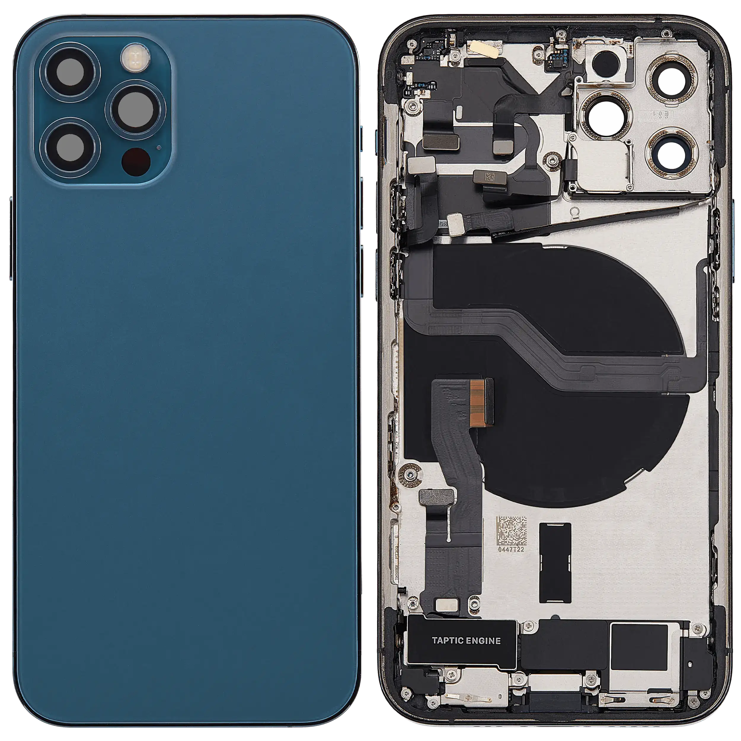 Backcover/Rahmen mit Ladebuchse Flex & Small Parts für iPhone 12 Pro (EU / Global Version) (gebrauchter OEM-Ausbau, Qualität A) (Pacific Blau)