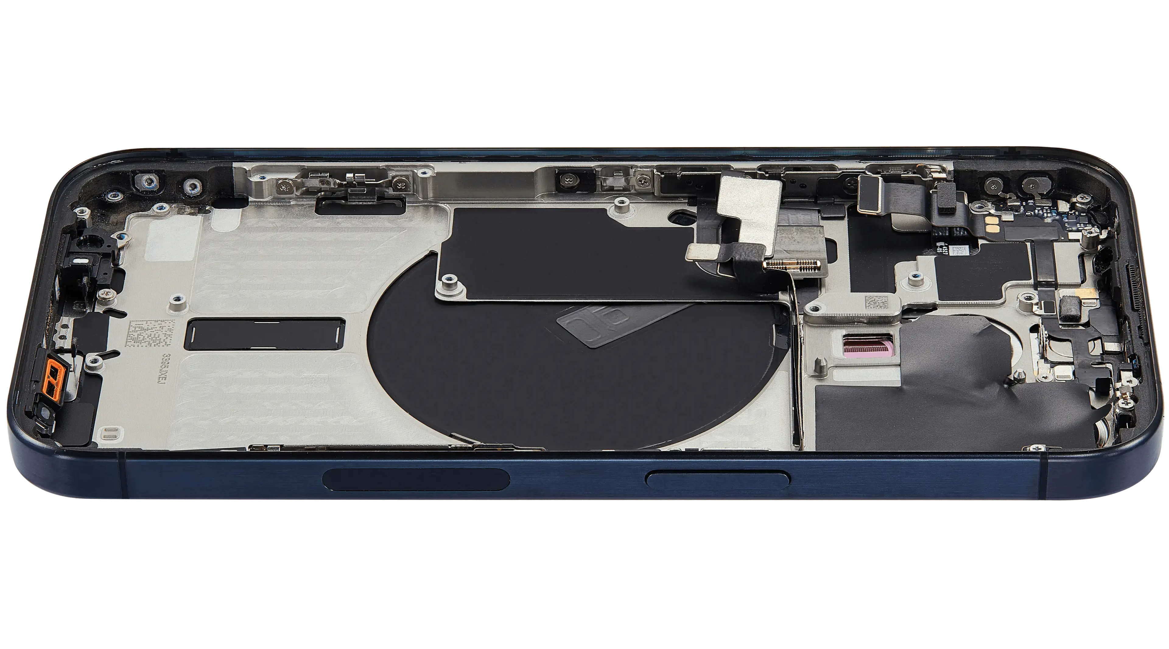 Backcover/Rahmen mit Small Parts für iPhone 15 Pro (US-Version) (gebrauchter OEM-Ausbau, Qualität B) (Blau Titanium)