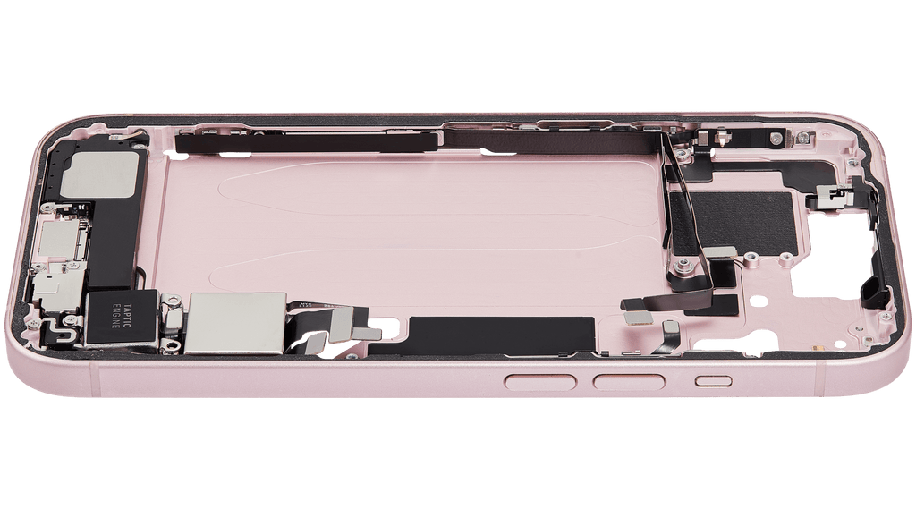 Midframe/Rahmen mit Ladebuchse Flex & Small Parts für iPhone 15 (US-Version) (gebrauchter OEM-Ausbau, Qualität C) (Pink)