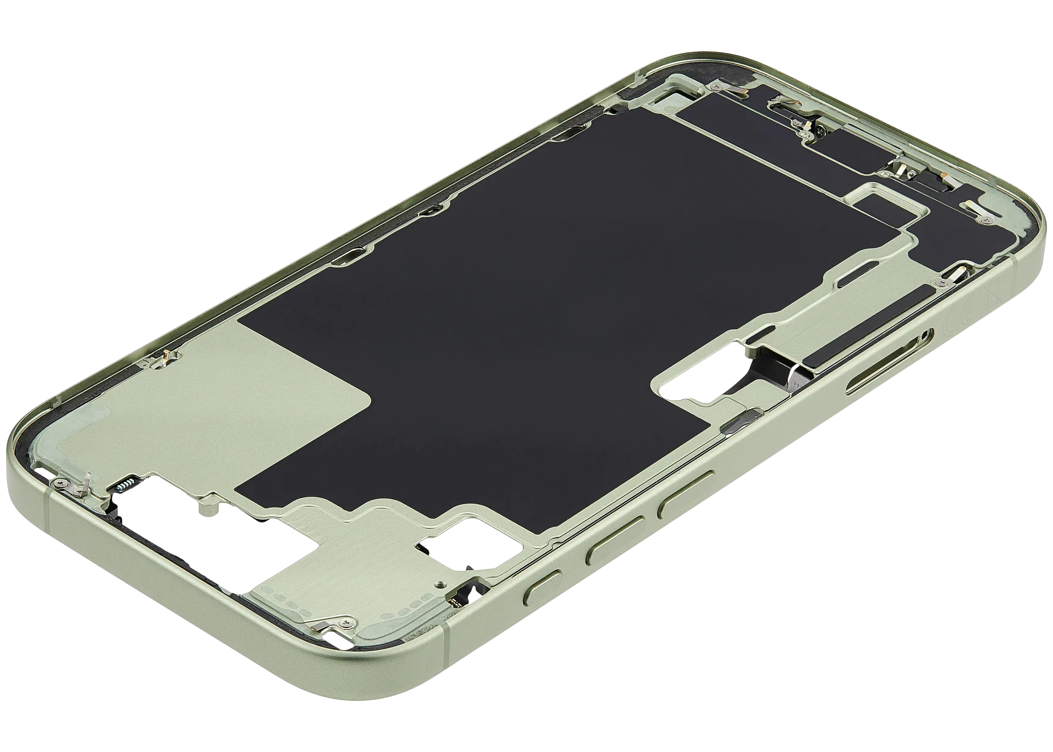 Midframe/Rahmen mit Ladebuchse Flex & Small Parts für iPhone 17 (EU / Global Version) (gebrauchter OEM-Ausbau, Qualität A) (Sage)