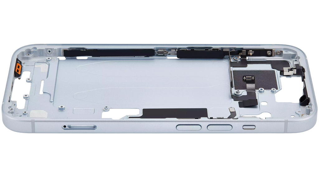 Midframe/Rahmen mit Small Parts für iPhone 15 (EU / Global Version) (gebrauchter OEM-Ausbau, Qualität A) (Blau)