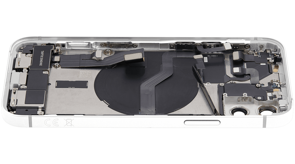 Backcover/Rahmen mit Ladebuchse Flex & Small Parts für iPhone 12 (EU / Global Version) (gebrauchter OEM-Ausbau, Qualität A) (Weiß)
