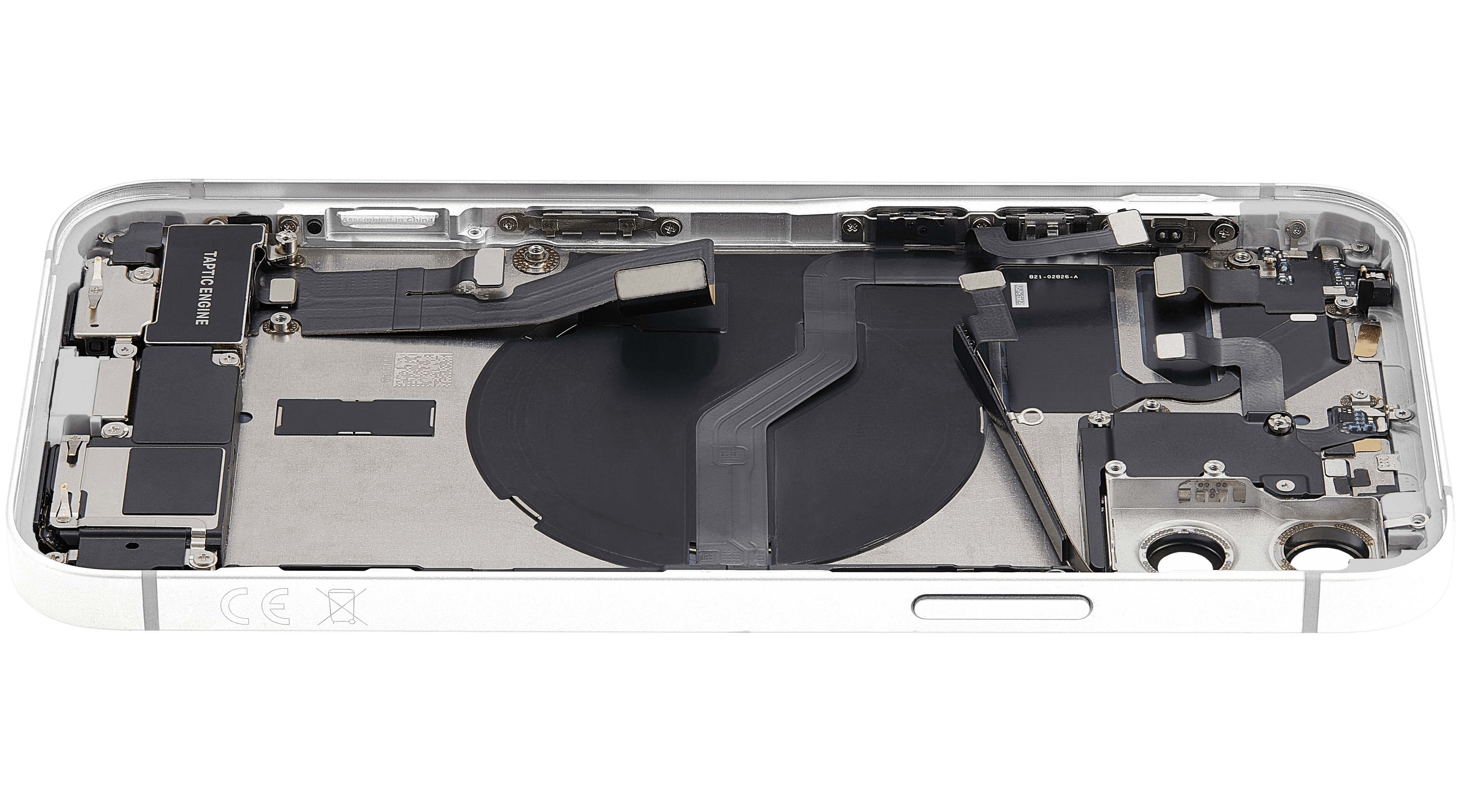 Backcover/Rahmen mit Ladebuchse Flex & Small Parts für iPhone 12 (EU / Global Version) (gebrauchter OEM-Ausbau, Qualität A) (Weiß)