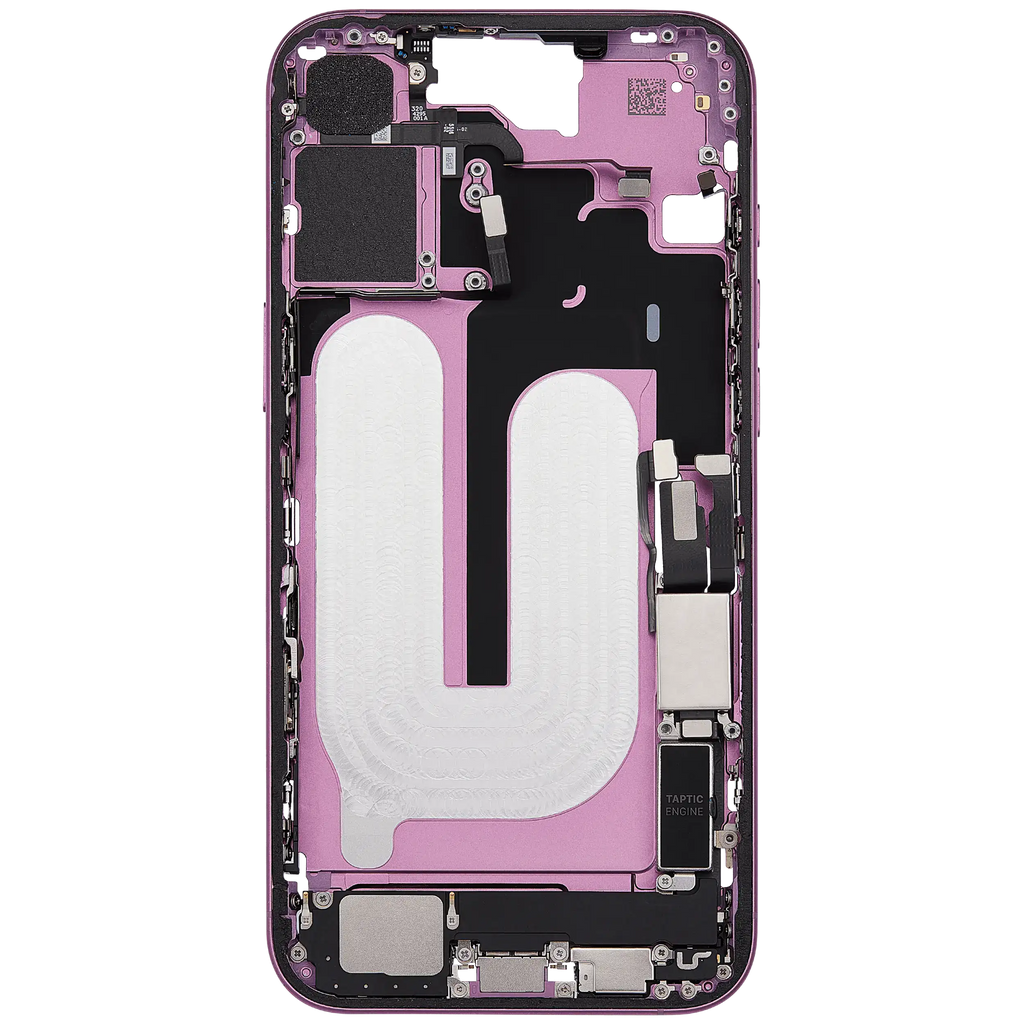 Midframe/Rahmen mit Ladebuchse Flex & Small Parts für iPhone 16 Plus (US-Version) (gebrauchter OEM-Ausbau, Qualität C) (Pink)