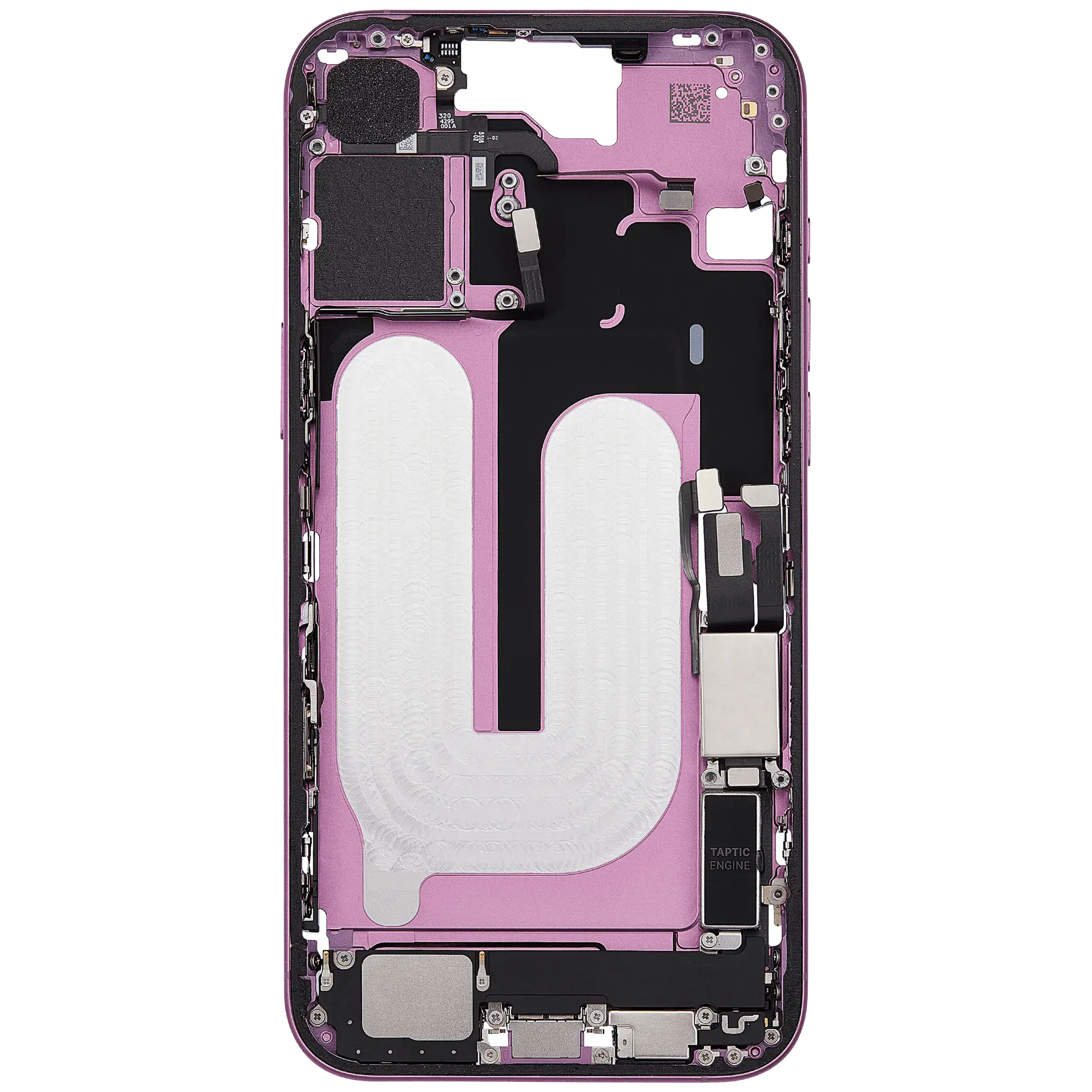 Midframe/Rahmen mit Ladebuchse Flex & Small Parts für iPhone 16 Plus (US-Version) (gebrauchter OEM-Ausbau, Qualität C) (Pink)