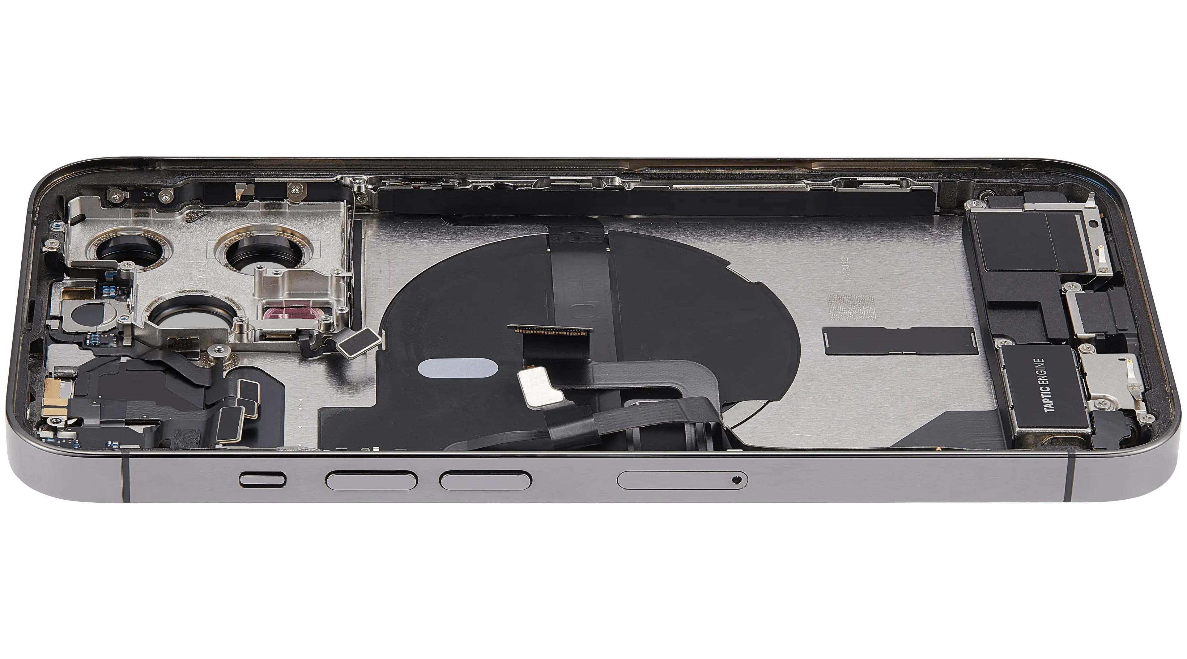 Backcover/Rahmen mit Ladebuchse Flex & Small Parts für iPhone 13 Pro (EU / Global Version) (gebrauchter OEM-Ausbau, Qualität B) (Graphite)