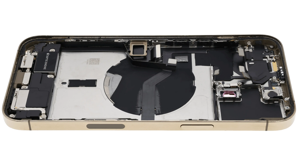 Backcover/Rahmen mit Ladebuchse Flex & Small Parts für iPhone 12 Pro Max (US-Version) (gebrauchter OEM-Ausbau, Qualität A) (Gold)