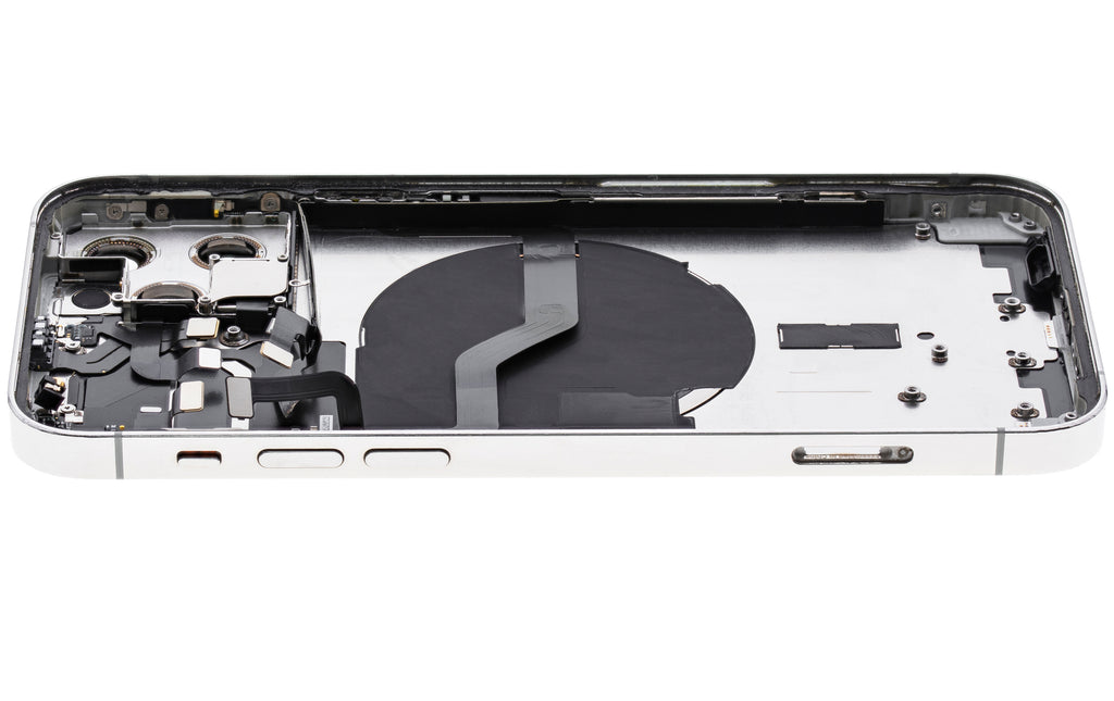 Backcover/Rahmen mit Small Parts für iPhone 12 Pro (EU / Global Version) (gebrauchter OEM-Ausbau, Qualität A) (Silber)