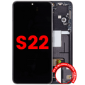 OLED-Display mit Rahmen für Samsung Galaxy S22 5G (US & International) (Aftermarket Plus) (Phantom Black)